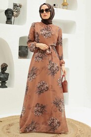 Sunuff Colored Hijab Dress 27921TB - Thumbnail