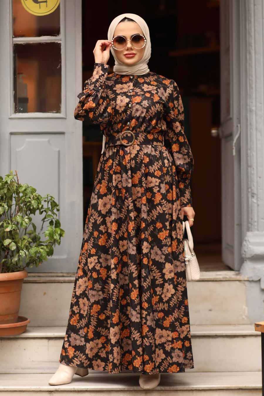 Sunuff Colored Hijab Dress 44670TB - Neva-style.com