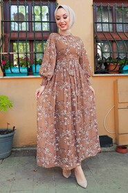 Sunuff Colored Hijab Dress 5683TB - Thumbnail