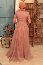 Sunuff Colored Hijab Evening Dress 22694TB - Thumbnail