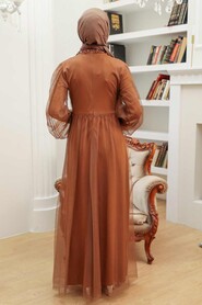 Sunuff Colored Hijab Evening Dress 9170TB - Thumbnail
