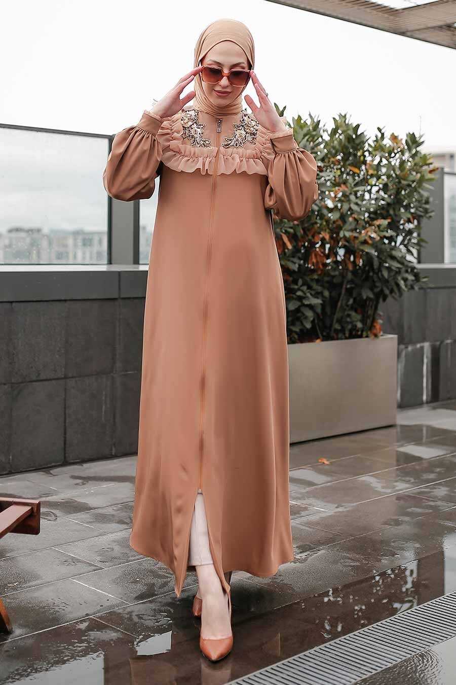 Sunuff Colored Hijab Turkish Abaya 347100TB