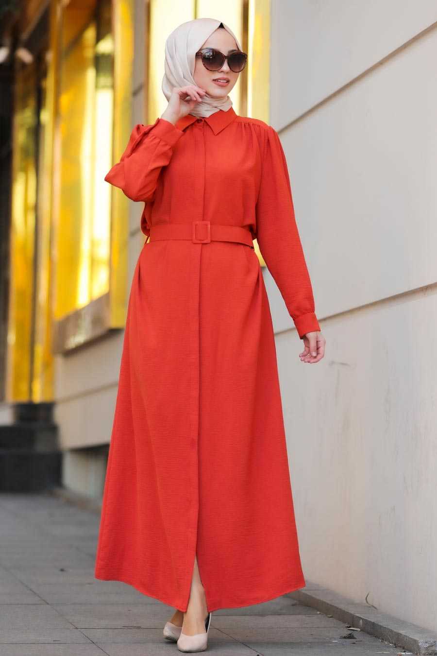 Terra Cotta Hijab Dress 10062KRMT - Neva-style.com