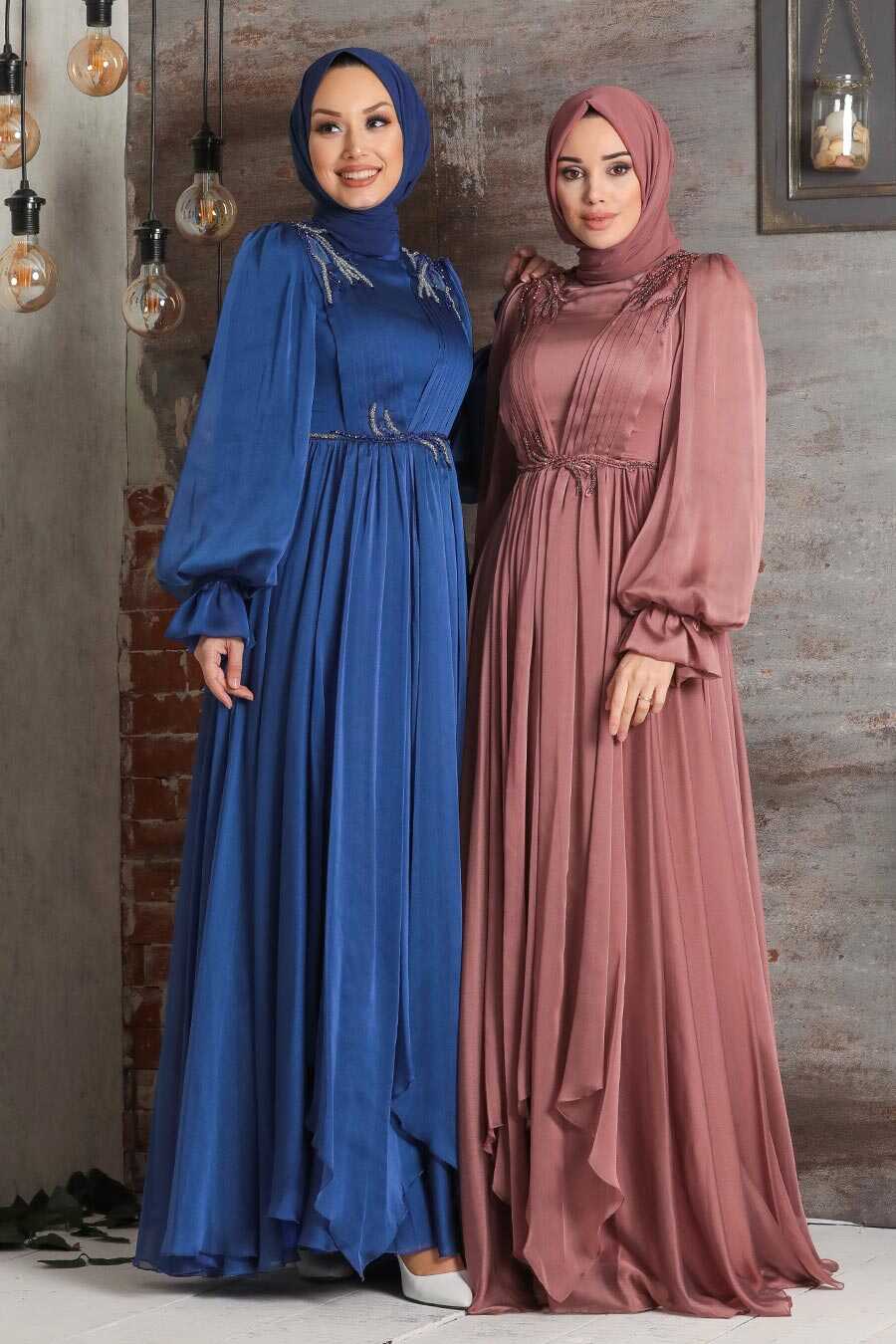 Terra Cotta Hijab Evening Dress 21910KRMT