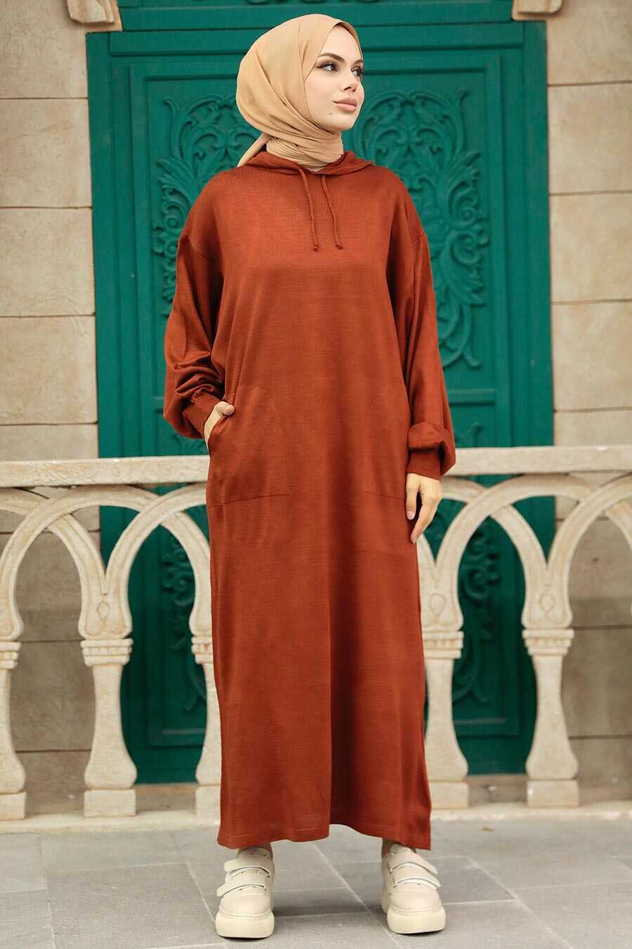 Terra Cotta Hijab Knitwear Dress 33902KRMT