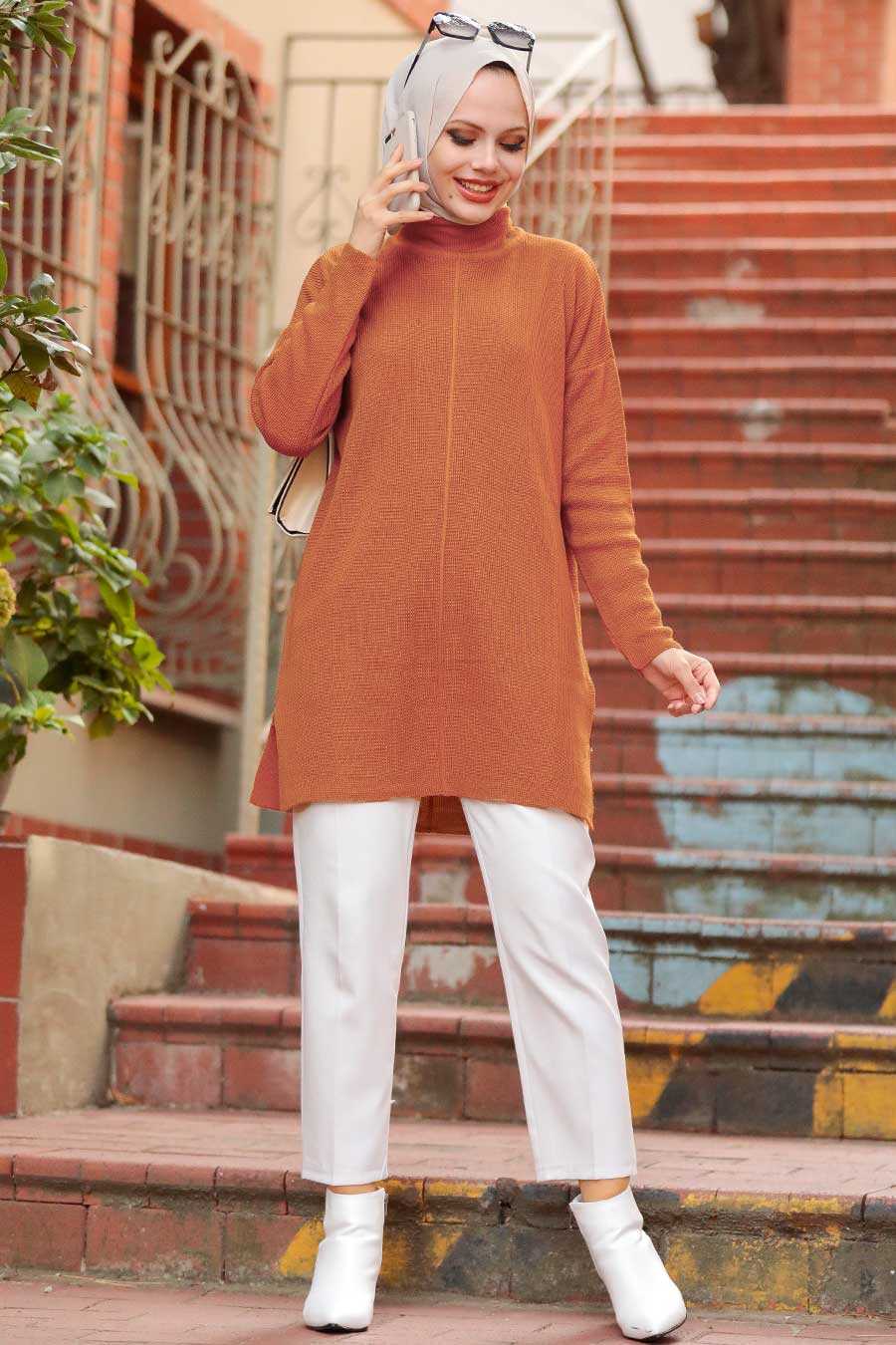 Terra Cotta Hijab Knitwear Tunic 