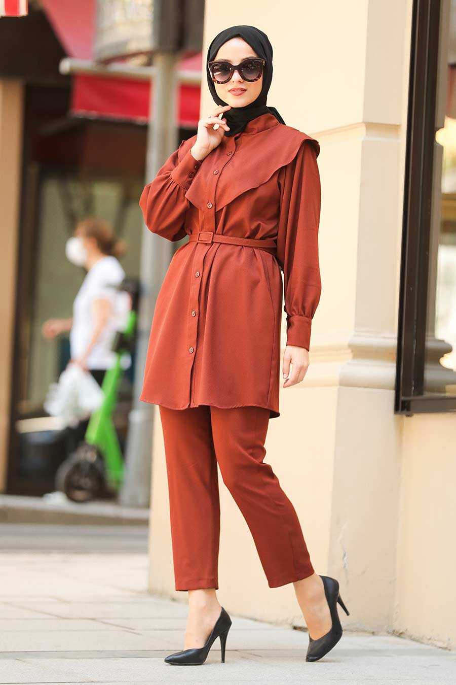 Terra Cotta Hijab Suit 5161KRMT - Neva-style.com