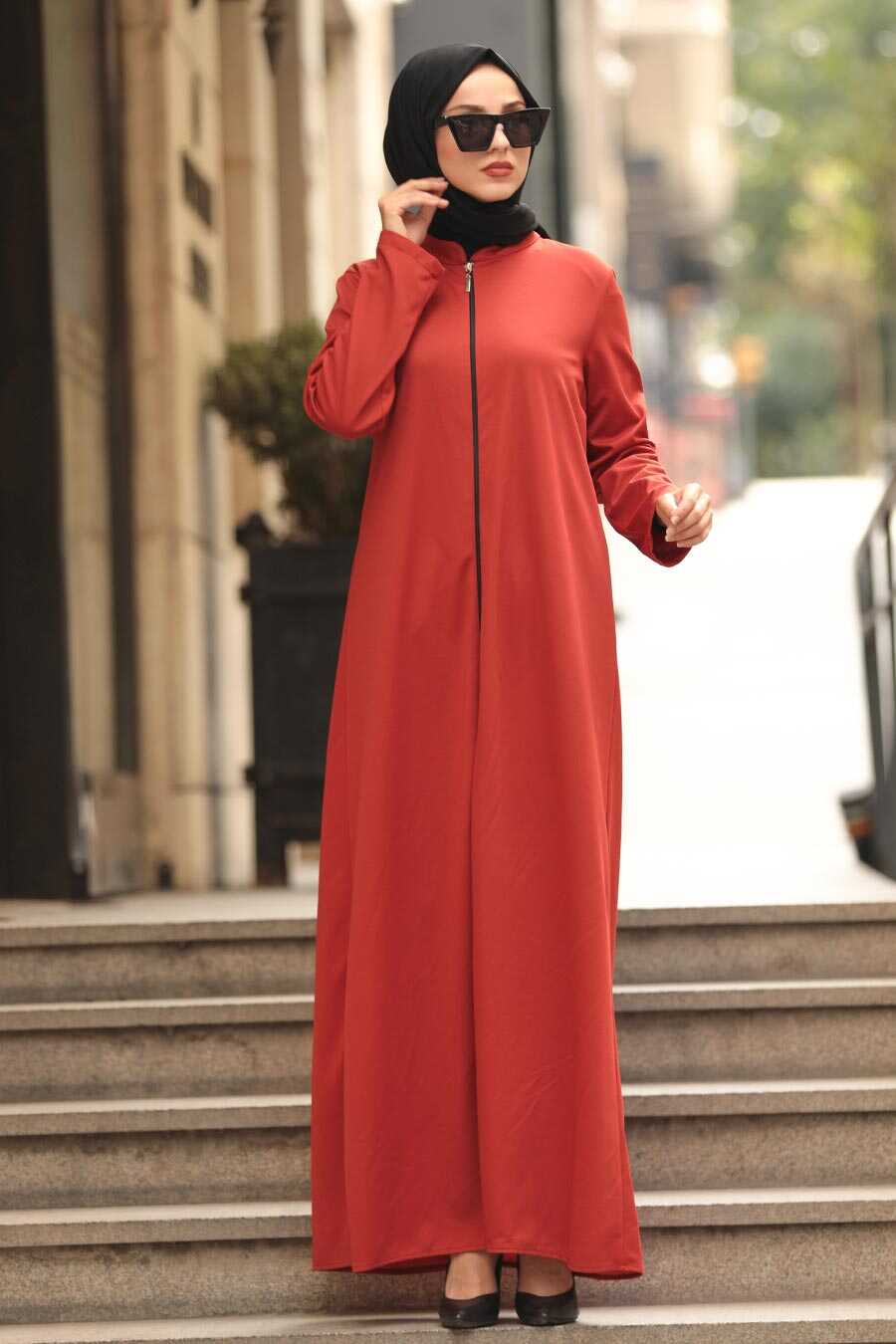 Terra Cotta Hijab Turkish Abaya 5748KRMT - Neva-style.com