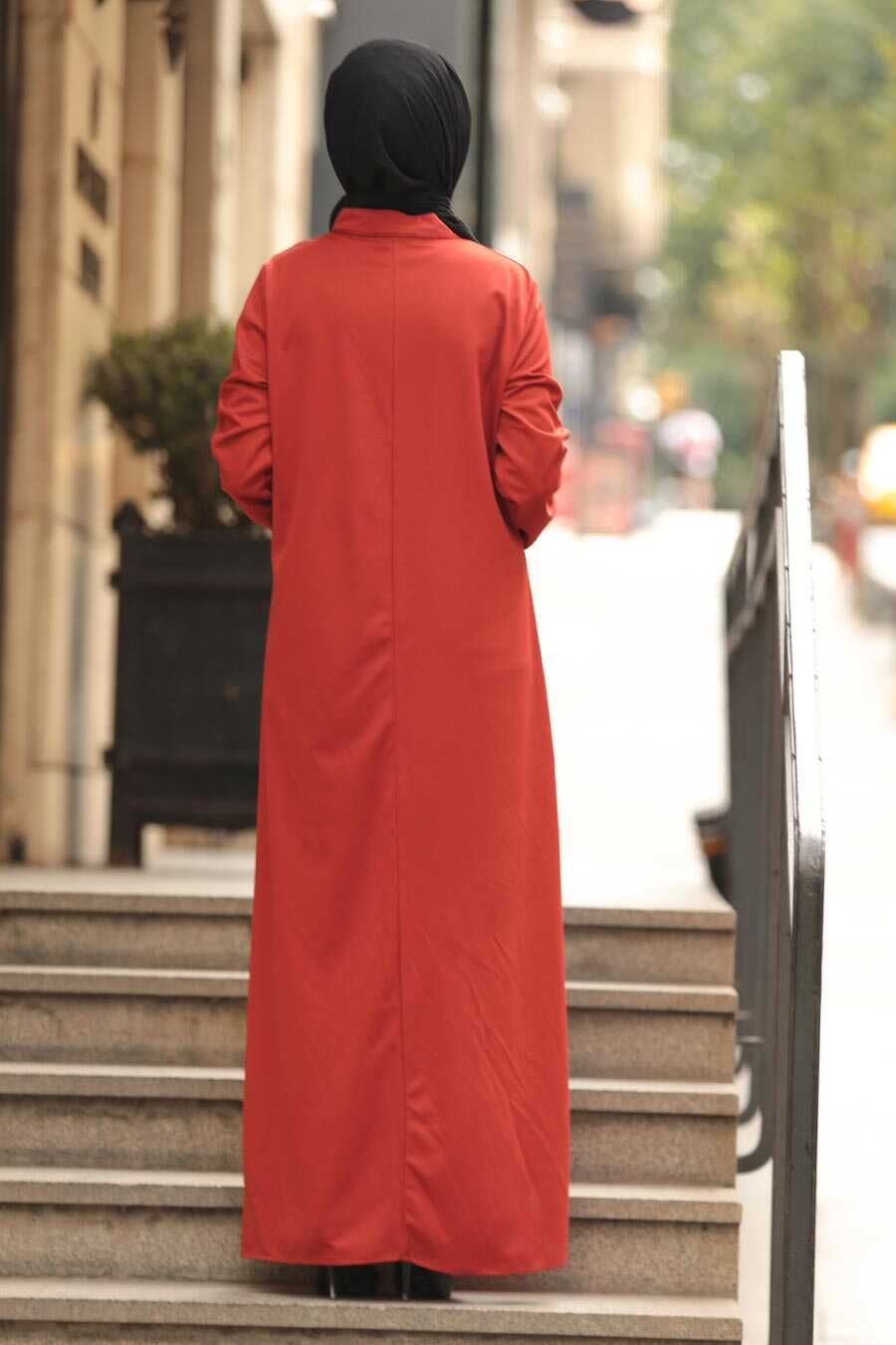 Terra Cotta Hijab Turkish Abaya 5748KRMT - Neva-style.com