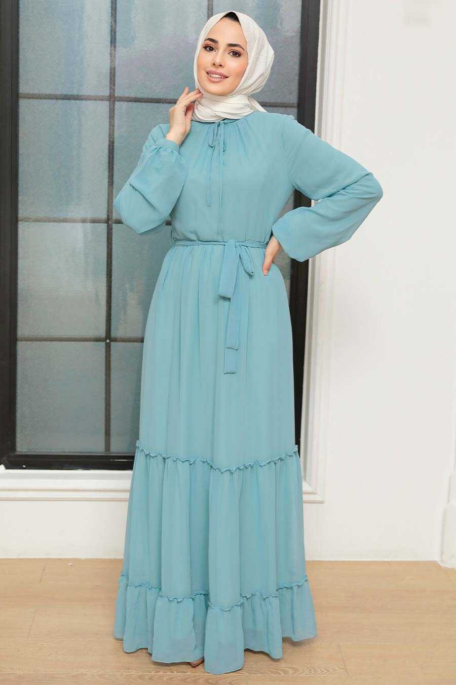 Turqouse Hijab Dress 5726TR