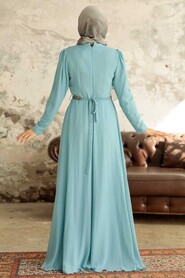 Turqouse Hijab Evening Dress 5737TR - Thumbnail