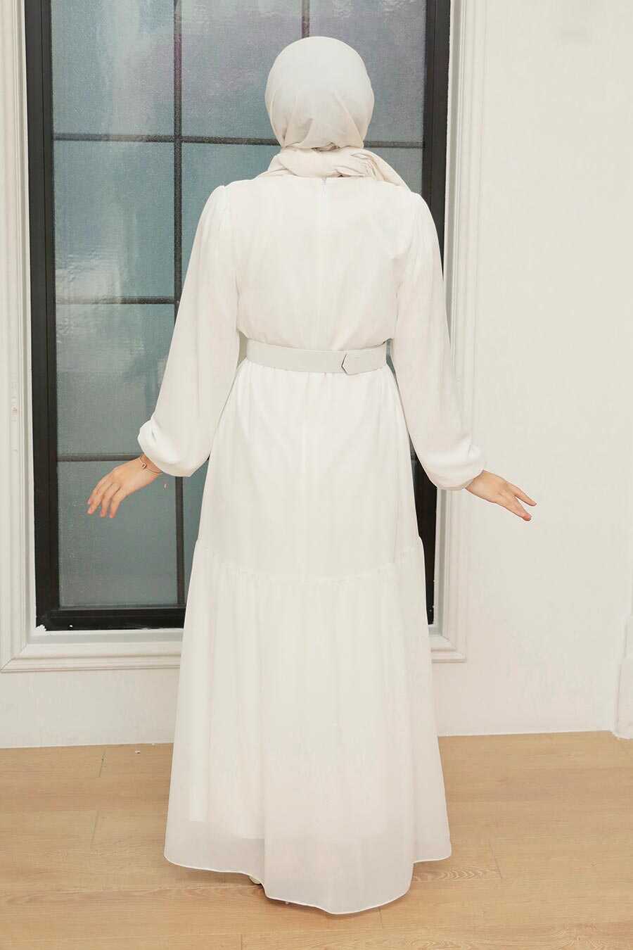 White Hijab Dress 20804B