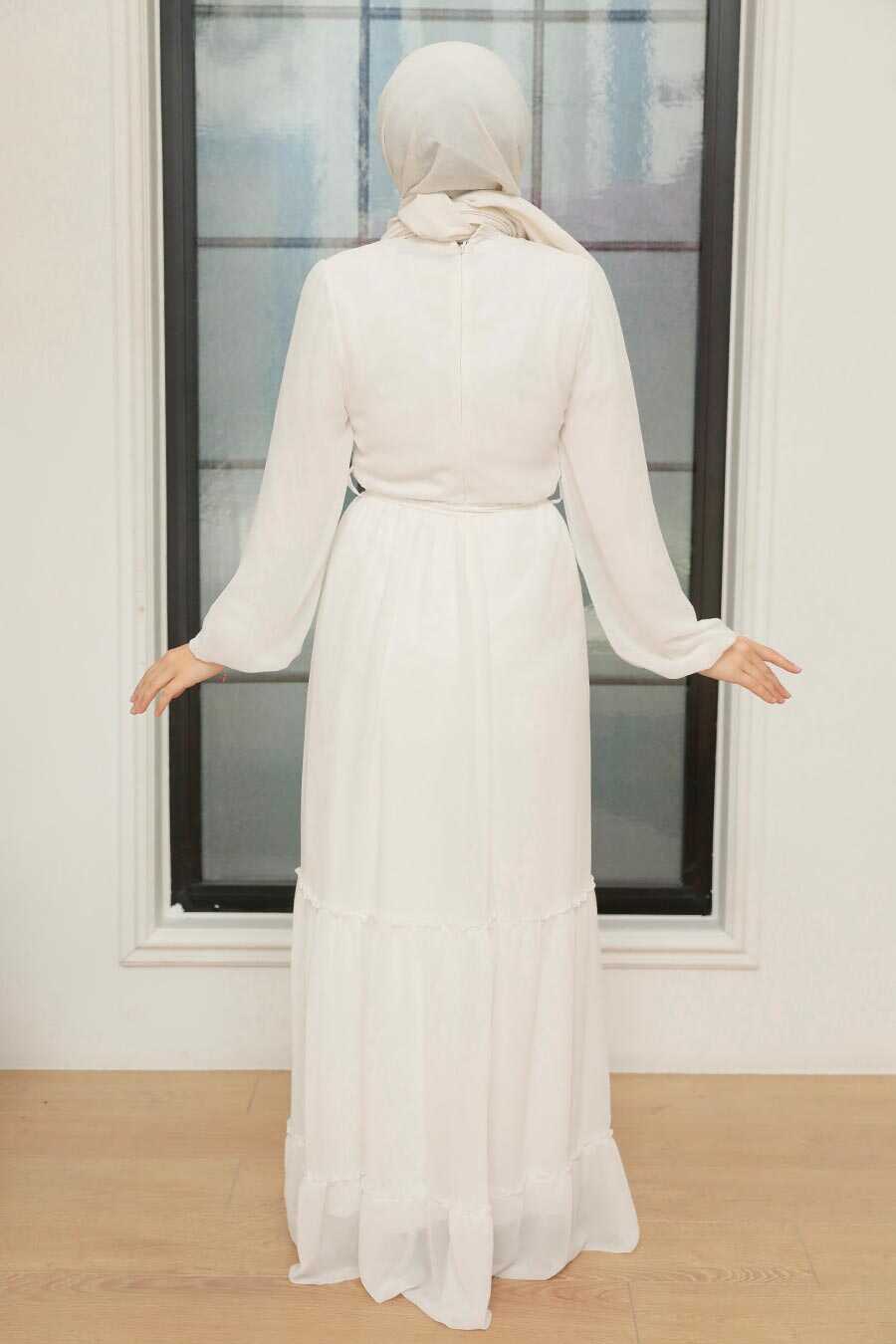 White Hijab Dress 5726B
