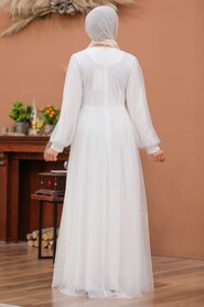 Neva Style - Luxury White Islamic Engagement Gown 3497B - Thumbnail