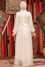 Neva Style - Plus Size White Islamic Wedding Gown 50080B - Thumbnail