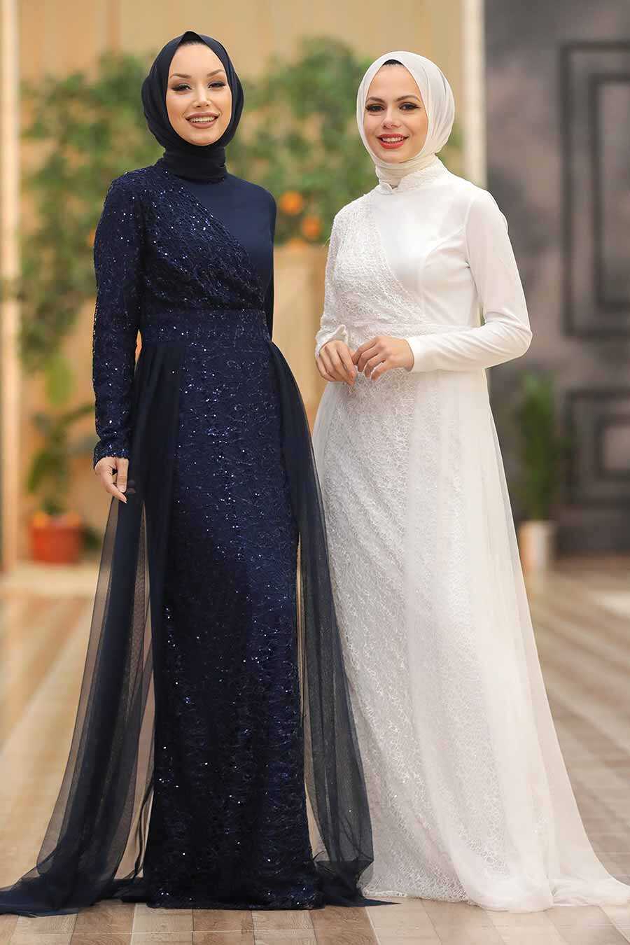 White Hijab Evening Dress 5345b Neva 9397