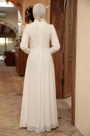 White Hijab Evening Dress 56280B - Thumbnail