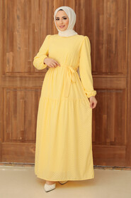 Yellow Hijab Dress 13290SR - Thumbnail