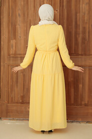 Yellow Hijab Dress 13290SR - Thumbnail